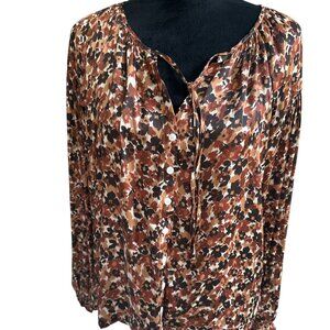 Gap Brown Floral Long Sleeve Blouse Medium